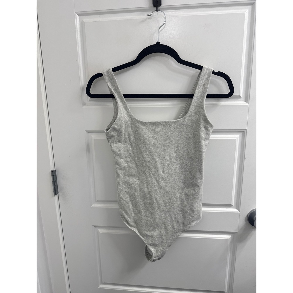 Abercrombie & Fitch Womens Grey Square Neck Tank Bodysuit Size Medium M